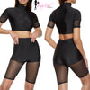 Image of Mesh Detail Bermuda Set