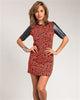 Image of Faux leather sleeves dress