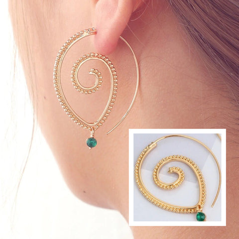 Emerald swirl earrings