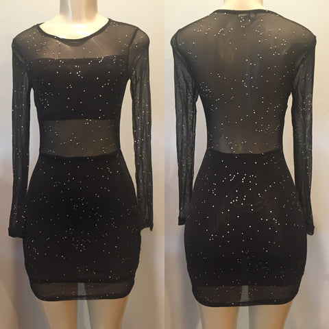 Sheer Sparkle Dress (Mini Dress, runs small)