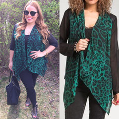 Green Leopard Sheer Cardigan