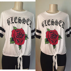 "Blessed" Rose top