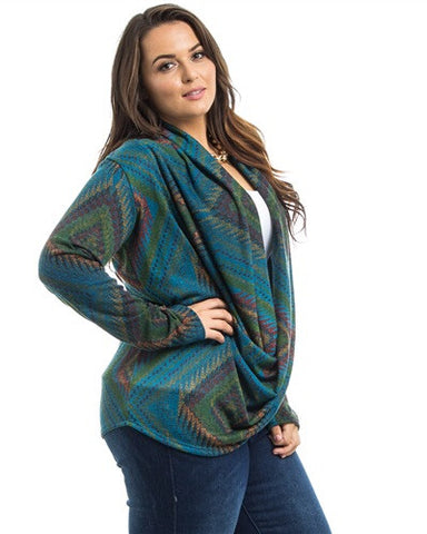 Blue Cardigan Top (Plus Size)