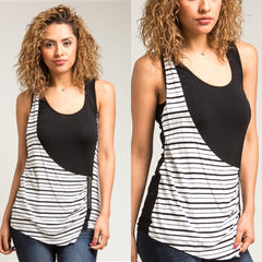 Side Zip Stripe Top