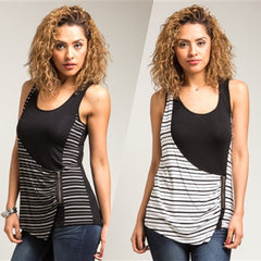 Side Zip Stripe Top