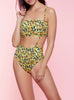 Image of Suspender style swimsuit W/ head scarf.