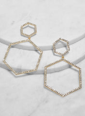 Octagon rhinestone earrings