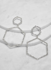 Octagon rhinestone earrings