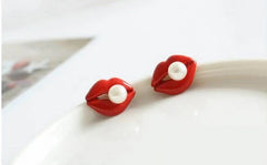 Red Lip Studs