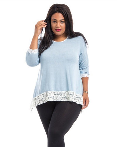 Baby Blue Lace Top (Plus Size)